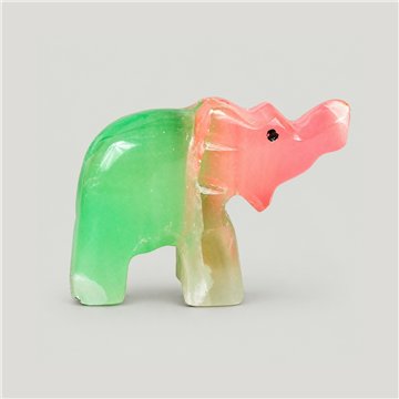 Elephant trunk up, colored onyx. Pakistan. 5 cm
