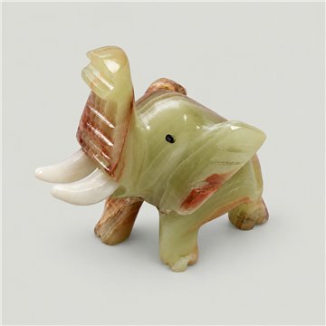 Elefante trompa arriba y colmillos ónix. Pakistán. 10 cm
