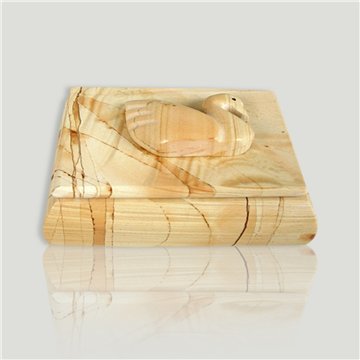 Pakistan Onyx Swan Jewel Box w/o metal, Paesina 12cm