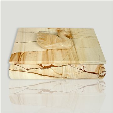Pakistan Onyx Swan Jewel Box w/o metal, Paesina 18cm