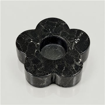 Pakistan Onyx Flower Candleholder, Black 13x3cm