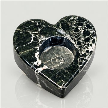 Pakistan Onyx Heart Candleholder, Black 9x3cm