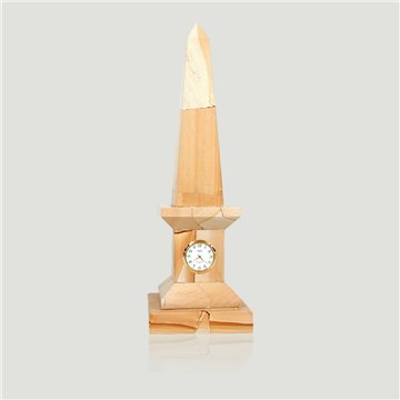 Pakistan Onyx Obelisk with watch, Paesina 35cm