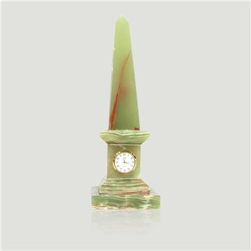 Pakistan Onyx Obelisk with watch, Multigreen 35cm