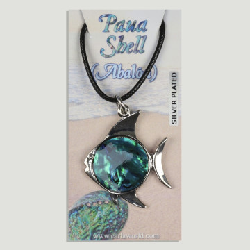 Abalone Pendant with cord. 62. Model: fish