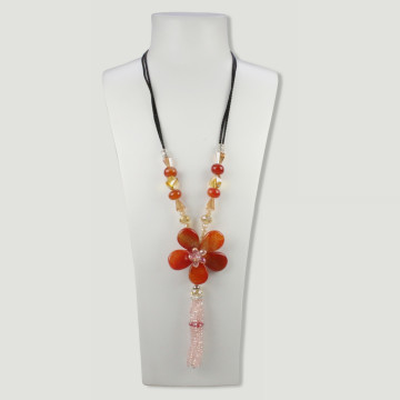Agate and crystal necklace with long cord, different