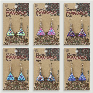 Silver-plated earrings. 83. Mandala Triangle. Assorted