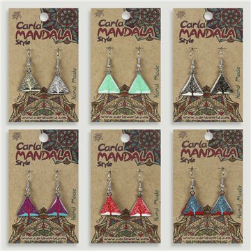 Pendientes silverplated. 91. Triángulo Árbol vida. Surtidos