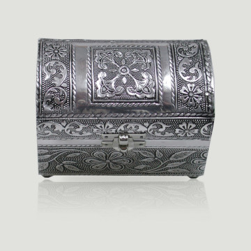 Caja cofre metal flor 13x7x10cm