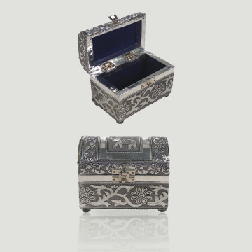 Caja cofre madera y metal elefante 13x7x10cm