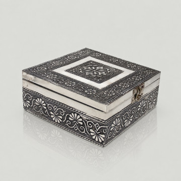 Caja metal flor 15x15cm
