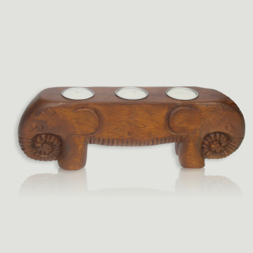 Portavelas madera TH elefante 30cm