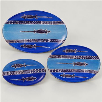 Set/3 platos oval azul 31,26,20cm