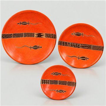 Set/3 owl lagarto naran.-marr.30,25,20cm