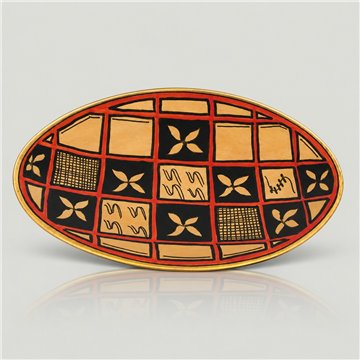 Plato Oval PJK flores ocre 30cm