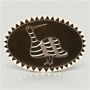 Plato oval PJK pajaro negro 30cm
