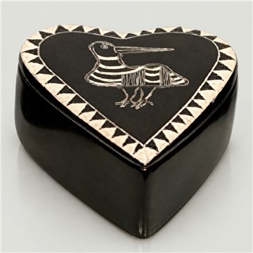Caja corazon PJK pajaro negro 9x13cm