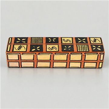 Caja rect. PJK flores ocre 20cm