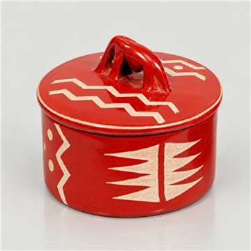 Caja elefante redonda  geometrico rojo 5x10cm