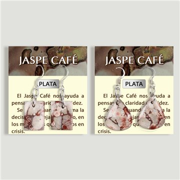 Boucles d’oreilles ARGENT. Jaspe Café. Formes assorties