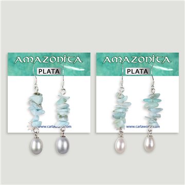 Boucles d’oreilles ARGENT. Amazonite. Formes assorties