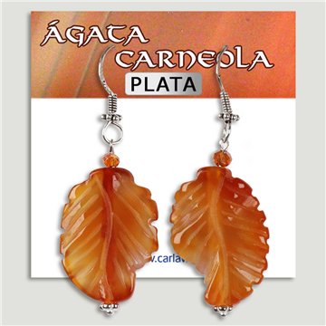 Boucles d’oreilles ARGENT. Feuille Cornaline