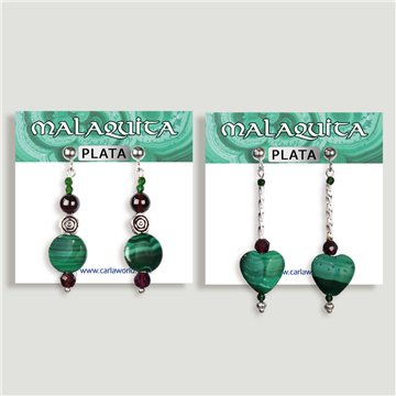 Boucles d’oreilles ARGENT. Malachite. Formes assorties