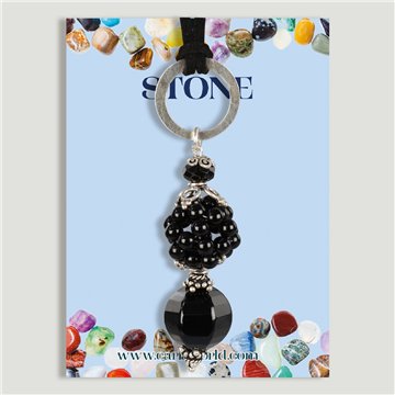Pendentif ARGENT. Onyx. Atome avec cordon