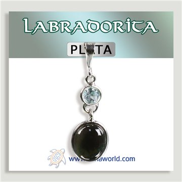 Pendentif ARGENT. Labradorite. Pierre taillée