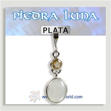Pendentif ARGENT. Pierre de Lune. Pierre taillée