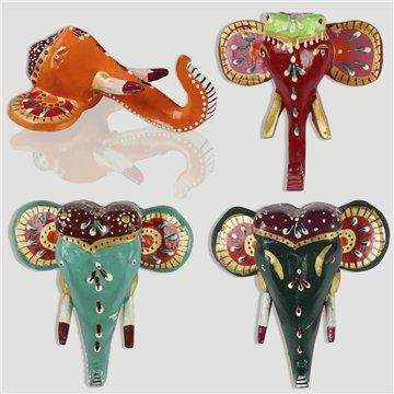 Cabeza elefante. Madera. Colores surtidos. 10x10cm