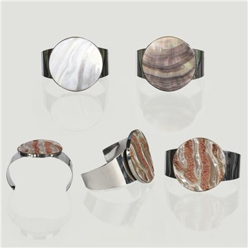 Semi-rigid bracelet. Mother-of-pearl and steel . Assorted shades