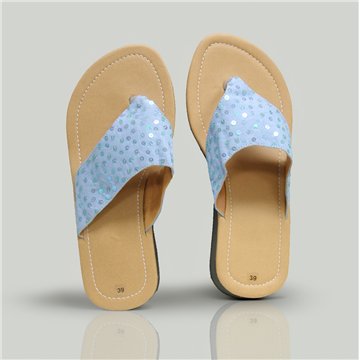 Sandália com Lantejoulas Modelo 08 Azul Celeste