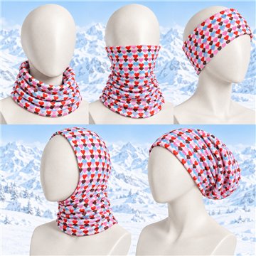 Coverhead / Braga cuello. Poliéster. Modelo Corazones multicolor