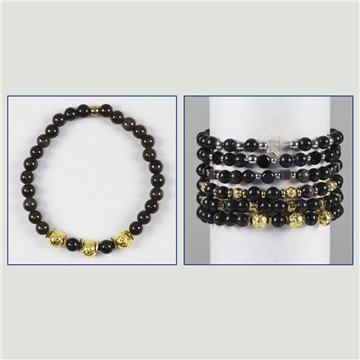 Pulseira Olho de Gato e Hematita. Ouro e prata. Célula 12
