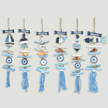 Eye wooden mobile with fringes nautical models WELC 10x60cm