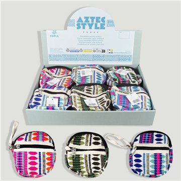 AZTEC STYLE. Monedero algodón redondo. surtidos. 12cm