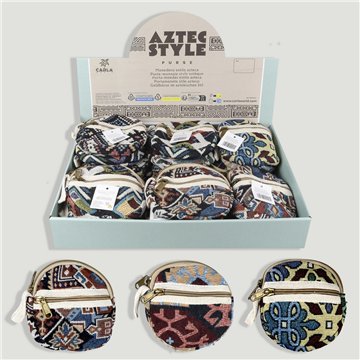 AZTEC STYLE. Monedero algodón redondo. surtidos. 12cm