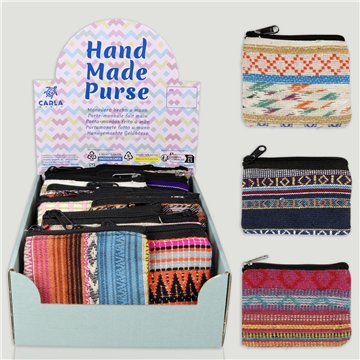 HAND MADE PURSE. Monedero algodón pumpum. surtidos. 12x8-9cm
