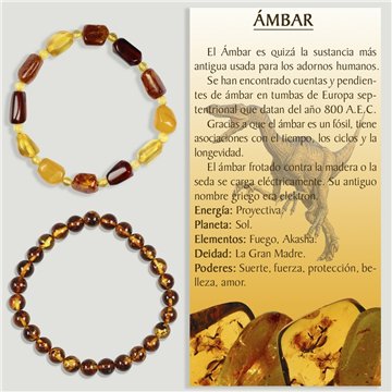 AMBER. Elastic bracelet. Rolled + ball 4 mm