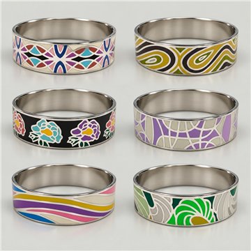 Pulsera rigida de Acero 2cm. Dibujos abstractos